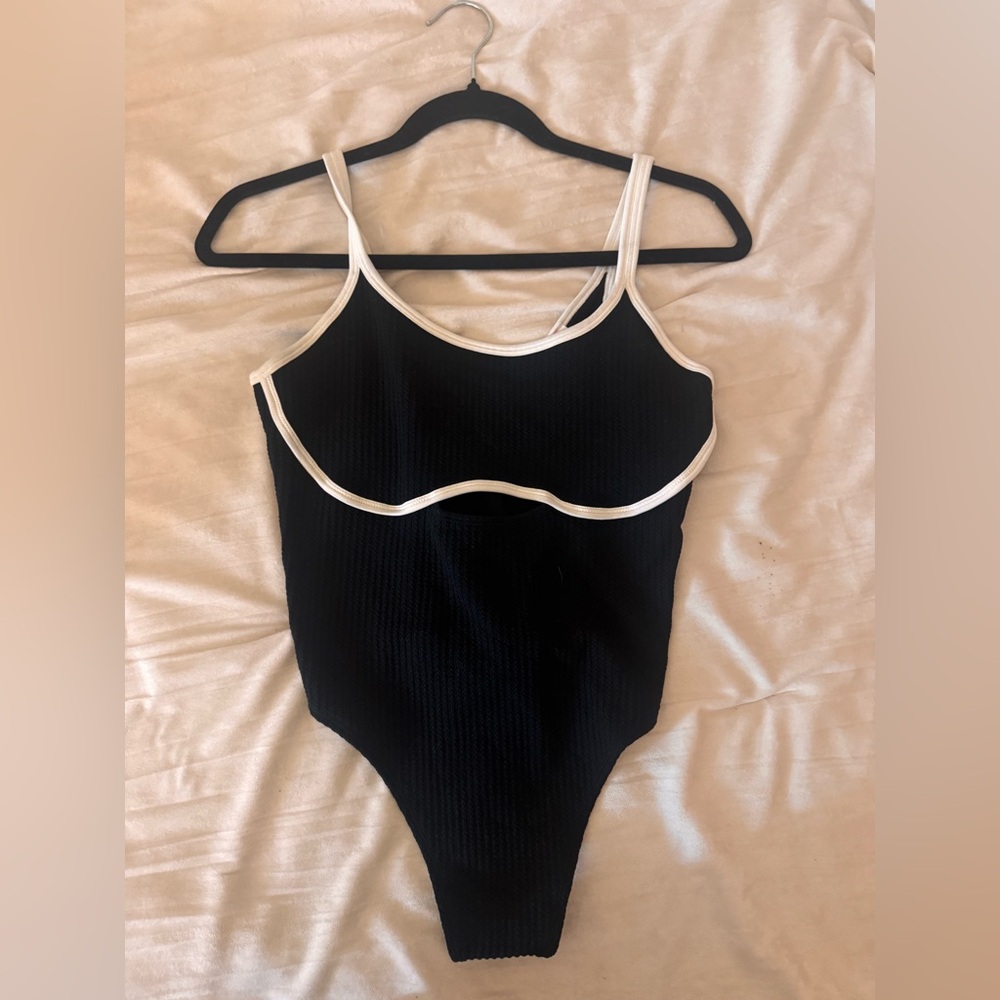 Colsie Black and White Thong Bodysuit